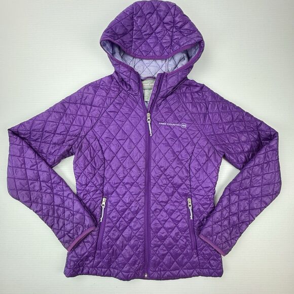 Free Country Purple Quilted Hooded Jacket Women’s Small Outdoor Hiking Active - Picture 6 of 13